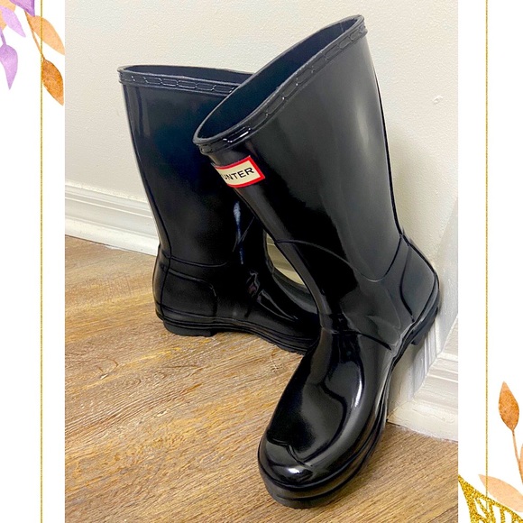HUNTER - Women's Original Short Gloss Rain Boots - Size:8 - Picture 1 of 4